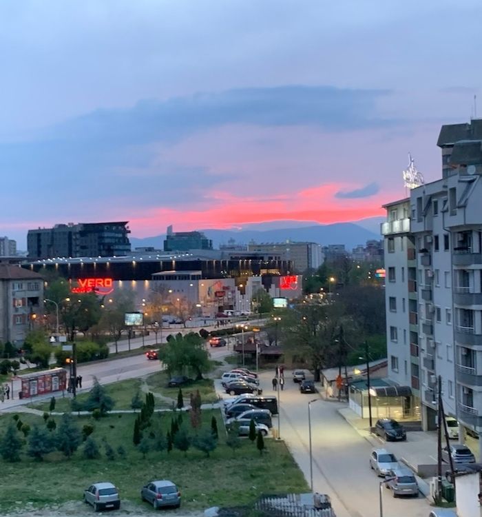 Sunset in Skopje from our Airbnb