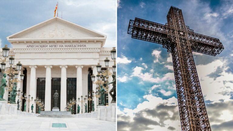 visiting the millenium cross in skopje