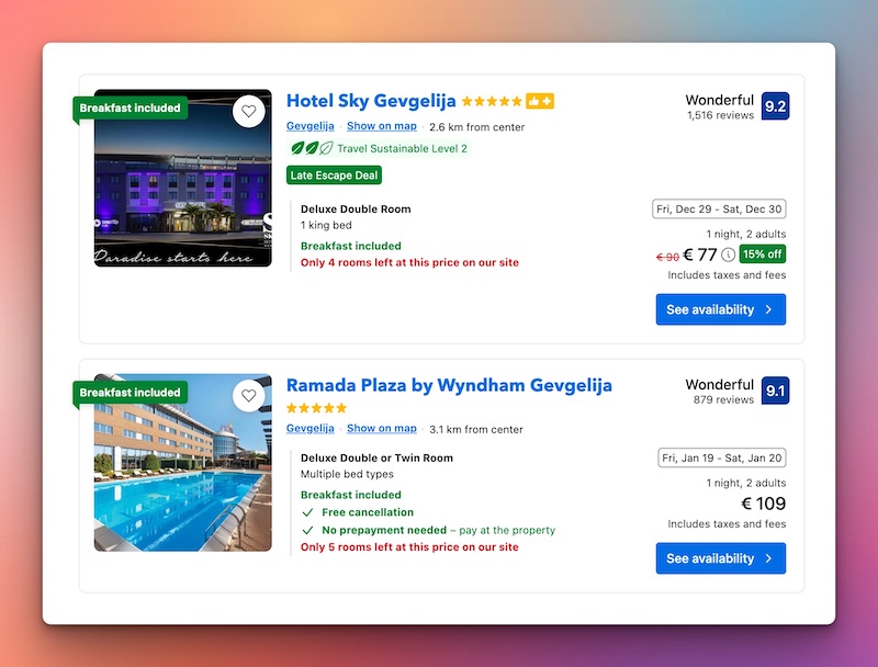 The two 5-start hotels in Gevgelija, (North) Macedonia. Very reasonable prices.